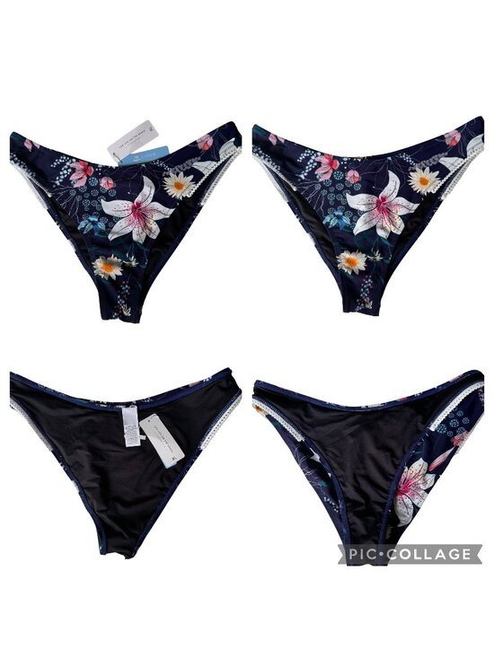 Cupshe Other - Cupshe Womens Floral Bikini Bottom XL Swimwear Swim Beach Navy Blue Pink Floral